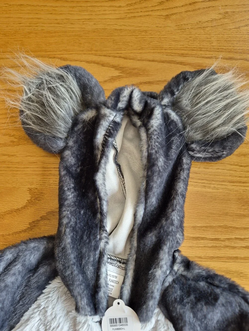Fun Costumes Kids Halloween Costume Koala Bear Gray Faux Fur Jumpsuit Large
